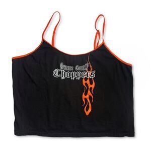 Y2K Orange County Choppers Black & Orange Flame Cami‎ Tank Top Size XL / 2XL